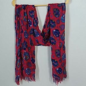 Fuschia Pink Blue Green White Floral scarf